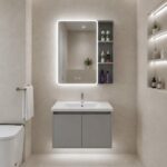 Луксузен мебел за купатило 70 cm со LED огледало и мијалник